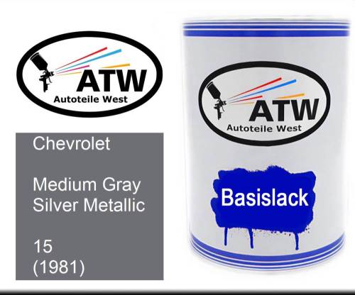 Chevrolet, Medium Gray Silver Metallic, 15 (1981): 500ml Lackdose, von ATW Autoteile West.